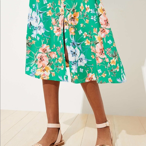 Loft Floral Fluid Midi Skirt - Picture 2 of 10